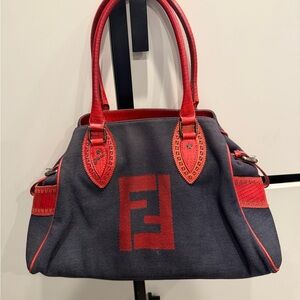 Fendi Red and Black Satchel